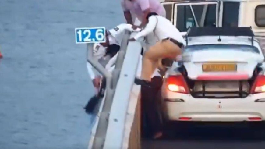 Watch: Woman Rescued From Falling Into Sea At Mumbai`s Atal Setu By Cab Driver