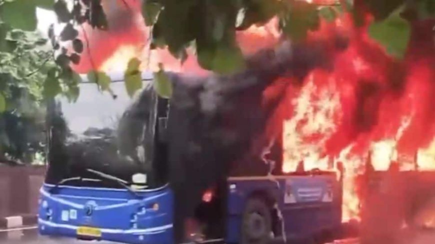 Watch: Bus Catches Fire In Delhi`s Jagatpuri; No Injuries Reported