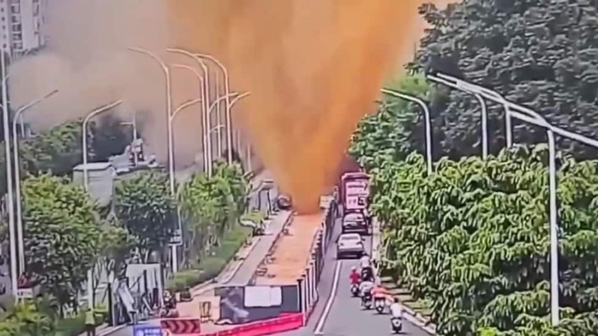 Poop Sewage Explosion Turns China's Nanning Street Into Stinky Spectacle - Watch Viral Video