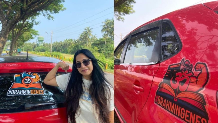 Bengaluru CEO Anuradha Tiwari Stirs Controversy By Stamping Car With 'Brahmin Genes' Sticker