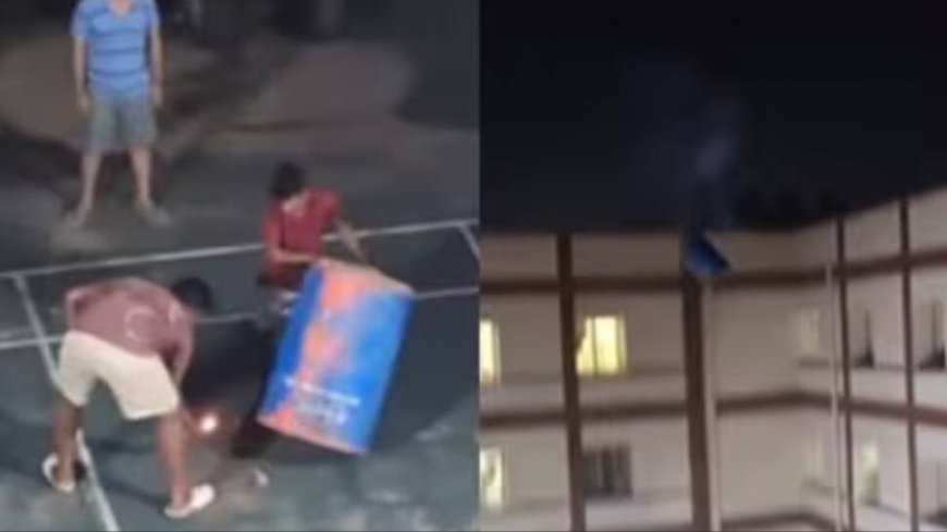 WATCH: Students In IIT Hostel Launch Dustbin In The Air With Diwali Rocket In Viral Video