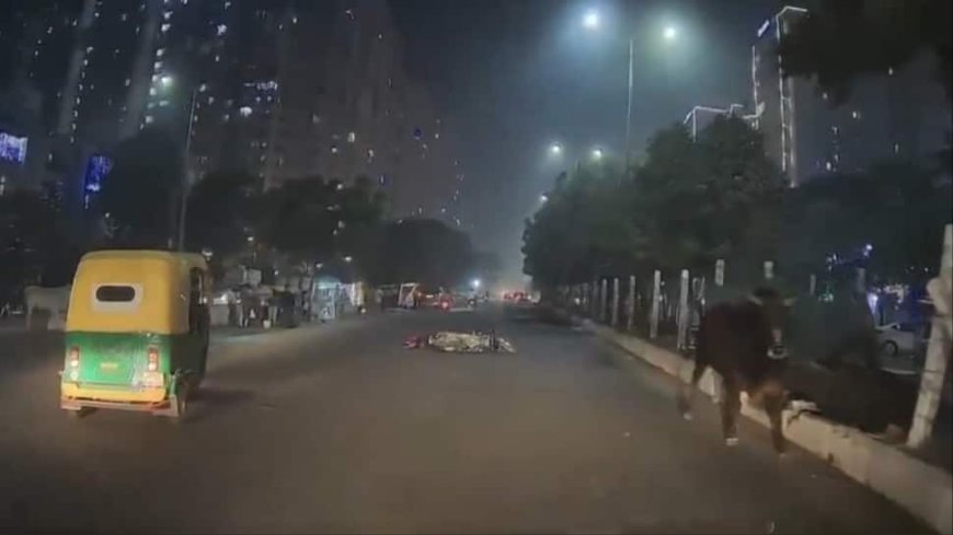 Man Tossed In Air After Crashing His Bike Into Bull In Greater Noida - Watch Viral Video