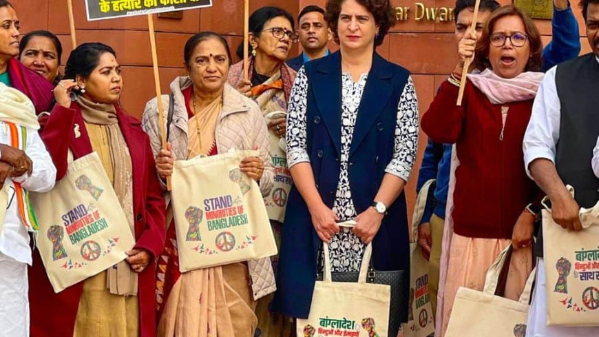 After ‘Palestine’, Now Priyanka Gandhi Carries ‘Bangladesh’ Bag In Parliament