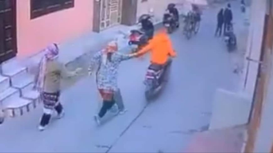 On Cam: Woman Fights Off Masked Robber Who Dragged Her Along Bike In Punjab