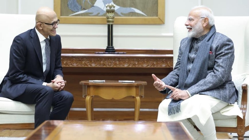 PM Modi Meets Microsoft CEO Nadella; Expansion Plans Discussed