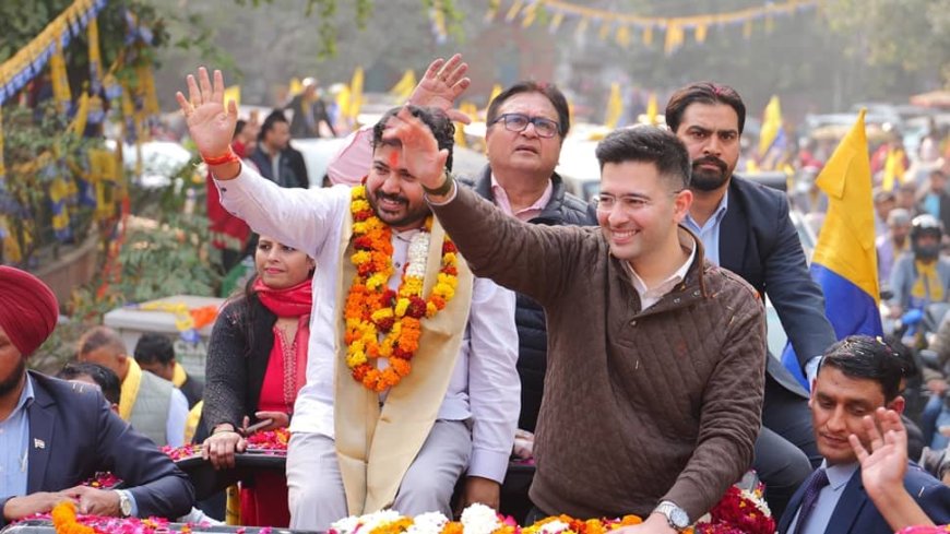 Delhi Polls: Raghav Chadha Campaigns For AAP`s Rajendra Nagar Candidate Durgesh Pathak