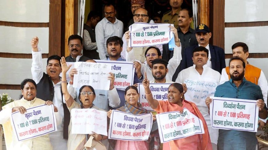 RJD Protests Outside Bihar Legislative Assembly, Claims It Fails To Address Unemployed, Youth, Farmers And Women In Budget