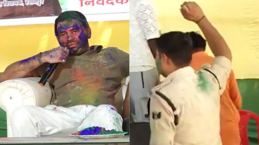 Dance Or Get ‘Suspended’: Lalu Yadav`s Son Tej Pratap Threatens Cop During Holi Celebrations In Viral Video